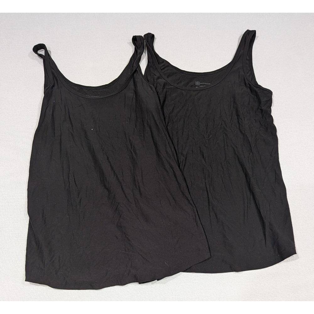 No Boundaries Tank Tops Womens L Black Good 2-Pack Scoop Neck Basic Cami Set